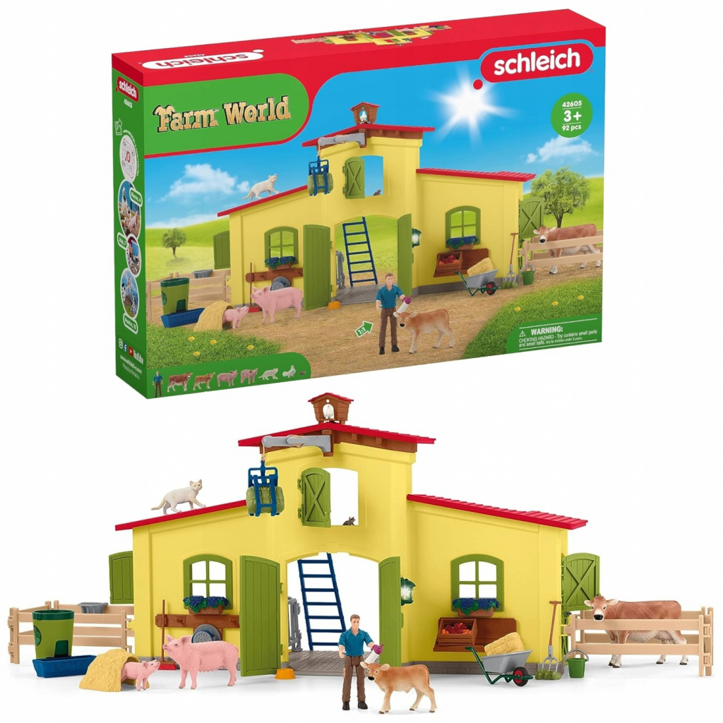 schleich Farm World 42605 Veľká stajňa so zvieratami a príslušenstvom