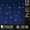 Vianočná led svetelná záclona na spájanie vonkajšia - 210led - 1x2m teplá biela