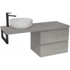 CERANO - Doska pod umývadlo Navira Pro - 161x46,5x3,6 cm - skrinka Carole 79 cm - betónovo šedá - konzola čierna