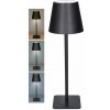 Solight LED nabíjacia lampička Lucca, 120lm, zmena CCT, stmievanie, čierna