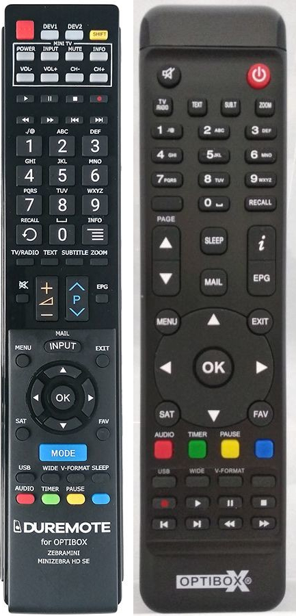 Diaľkový ovládač General OPTIBOX Multibox HD, MiniZebra SE HD plus TV control