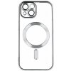 Kryt TopQ Electro iPhone 15 MagSafe so strieborným rámčekom 105278