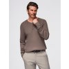 Ombre Men's ribbed sweater with buttons at the neckline - ash biela | kaki XL Ombre 5907064526383