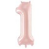 PartyDeco Fóliový balón narodeninové číslo 1 svetloružový 72 cm