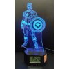 3Dmix 3DL-WD034 – 3D LED nočná lampa - Kapitán Amerika (Captain America) (Wood)