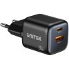 Unitek GaN 20W, USB-C, USB-A, PD 3.0 sieťová nabíjačka, čierna