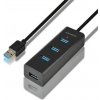 AXAGON HUE-S2BL, 4x USB 3.0 CHARGING húb, micro USB napr. konektor, kábel USB-A 1.2m
