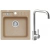 Alveus SET A20075 Beige 55 / Brúsená oceľ SETA20075 - Drez Granitový Niagara 20 - 465x465mm, vanička 380x320x180mm, Beige 55 + bateria Angel, Brúsená oceľ