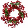 BerryHome Venček prútený s červenými bobuľami, priemer 30 cm