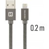 Swissten 71523102 Datový, Textile Usb / Lightning, 0,2m, šedý