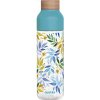 Quokka Plastová fľaša Ice Watercolor Leaves 840 ml 26x7 tyrkysová