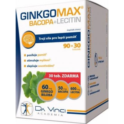 Ginkgomax 60 mg Bacopa 50 mg Lecitin 600 mg 90+30 tabliet