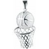 Strieborný prívesok basketbalová lopta a sieť 64024