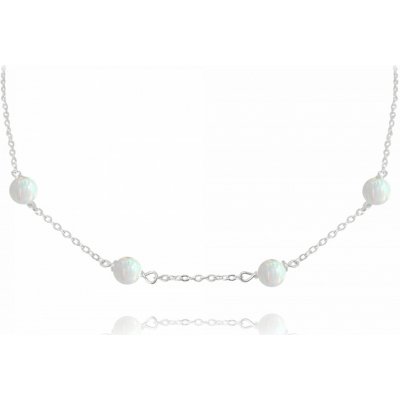 Minet Strieborný náhrdelník s bielymi opálkami JMAS0155WN45