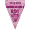 Vlajočky "Happy Birthday" Glitz pink