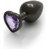 Ouch! Heart Gem Butt Plug Large Gunmetal/Amethyst Purple