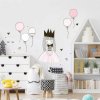 INSPIO Nálepka pre dievčatko - Princezná s balónmi 80x90 víly a korunky čierna, biela, ružová, plnofarebný motív