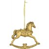 Závesná vianočná dekorácia KONÍK hojdacia polystone zlatá 12x11x3 cm