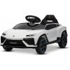 Beneo Elektrické autíčko Lamborghini Lanzador 12V s pohonom zadných kolies a licenciou (Jednomiestne), biele, Lítiová batéria, LED svetlá, široké sedadlo, 2,4 GHz diaľkový ovládač, MP3 prehrávač so vs