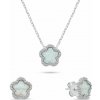 Brilio Silver Slušivý set šperkov s opálmi a zirkónmi Kvety SET289W (náhrdelník, náušnice)