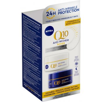 Nivea Q10 Plus denný krém proti vráskám Q10 Plus SPF15 50 ml + nočný krém proti vráskám Q10 Plus 50 ml darčeková sada