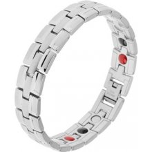 Šperky eshop náramok z ocele strieborná matné články s lesklými dekoráciami magnety SP18.16