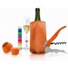 Pulltex Pulltex Oranžový Starter Set Wine&Sparkling - vývrtka,silikónový stoper na víno a šampanské, chladiace vrecko, identity