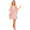 Numoco Dámske šaty Sofia – elegantné motýlie šaty s viazaním v páse 287-34 Farba: Ružová, Veľkosť: XXL/3XL