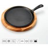 LAVA METAL Liatinová panvica na pizzu palacinky 26 cm s dreveným podstavcom