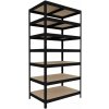 Kovový regál policový Biedrax 35 x 90 x 210 cm, čierny - 7 políc MDF