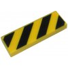 63864pb128 Yellow Tile 1 x 3 with Black Danger Stripes Pattern (Žlutá dlaždice 1 x 3 s černým vzorem nebezpečných pruhů)