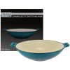 Smaragdovo modrý smaltovaný liatinový wok 37 cm