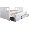 Tempo Kondela Posteľ s prístelkou a úložným priestorom, kaučukové drevo/biela, AUSTIN NEW