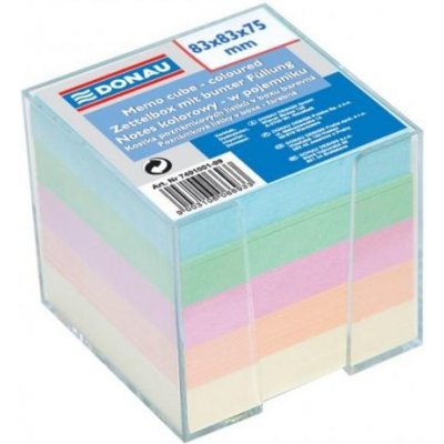 DONAU Bloček kocka nelepená 83x83x75mm pastelové farby číra škatuľka