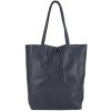 Mondo Italia Kožená shopper kabelka 396 tmavomodrá Made in Italy Modrá