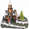 Dekorácia MagicHome Vianoce, kostol, plast, 1xLED teplá biela, 21x14.5x20.8 cm, 3xAA