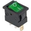 Prepínač kolískový mini 3pin 12V zelený