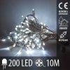 Vianočná led svetelná reťaz vonkajšia na spájanie - 200led - 10m studená biela