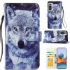 Peňaženkové kožené puzdro PAINTED na Xiaomi Redmi Note 10 Pro - White Wolf