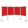 Zostava 4 textilných paravánov 75x100 cm, výška 150 cm červená