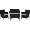 Súprava záhradného nábytku z umelého ratanu KONDELA čierna, 4-dielna