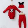 Mini cicayzen Detský set Minnie Mouse - Body, Nohavice a Čiapka Veľkosť: 6-9 mes. (68 - 74 cm)