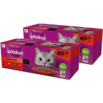 Whiskas s hydinovým jahňacím hovädzím a kuracím mäsom 40 x 85 g