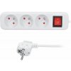 Solight PP11 3z predlžovací prívod, 2m, 3 x 1mm², biely, + vypínač P1312