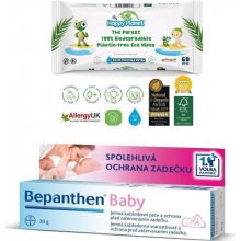 Bepanthen masť Baby 30 g + obrúsky Happy Planet 100% BIO 60 ks darčeková sada