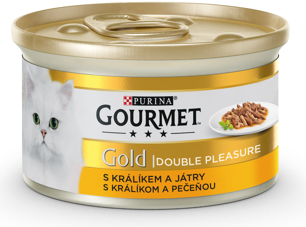 Gourmet Gold Cat duš.králik a játra 85 g