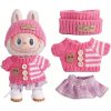 Obleček pro Labubu – růžový svetr, čelenka a sukně