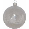 Vianočná ozdoba sklenená guľa so stromami číra, 8 cm