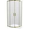 MEXEN/S - Rio sprchovací kút štvrťkruh 70 x 70, dekor, zlato + vanička Rio vrátane výpuste 863-070-070-50-30-4710