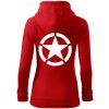 Army hvězda - Mikina dámska trendy zipper s kapucňou - XS ( Červená )